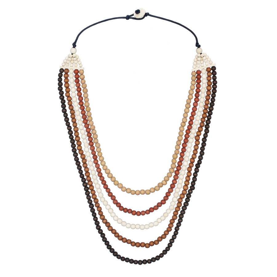 Naturals Kirra 5 Strand Wooden Necklace | Cool Coconut