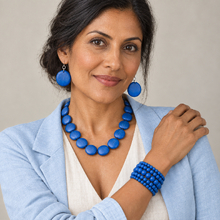 Denim Blue Bella 5 Strand Wooden Bracelet Cluster - alternate image 2