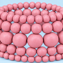 Flamingo Pink Bella 5 Strand Wooden Bracelet Cluster - alternate image 1