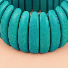 Turquoise Viva Wooden Elastic Bracelet - alternate image 3