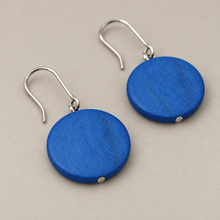 Denim Blue Lucinda Wooden Disc Hook Earrings - alternate image 3