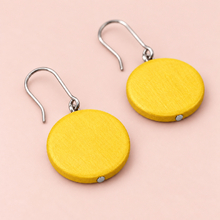 Sunshine Yellow Lucinda Wooden Disc Hook Earrings - alternate image 3