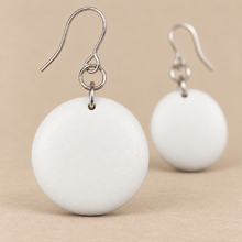 Bleached White Rounded Wooden Disc Earrings - alternate image 3