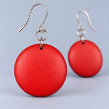 Red Rounded Wooden Disc Earrings - alternate image 3