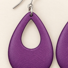 Plum Cut Out Drop Wooden Earrings - alternate image 3