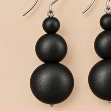 Black Grace Triple Baubles Wooden Earrings - alternate image 1