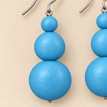 Powder Blue Grace Triple Baubles Wooden Earrings - alternate image 1