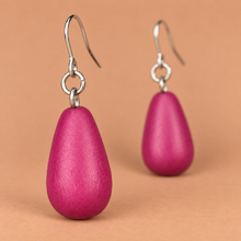 Fuchsia Wooden Teardrop Earrings - alternate image 3