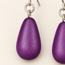 Plum Wooden Teardrop Earrings - alternate image 3