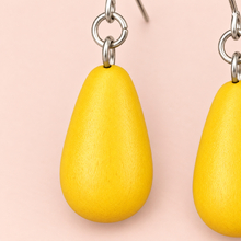 Sunshine Yellow Wooden Teardrop Earrings - alternate image 3