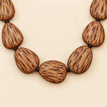 Natural Coconut Palmwood Stephanie Flat Drops Long Wooden Necklace - alternate image 3
