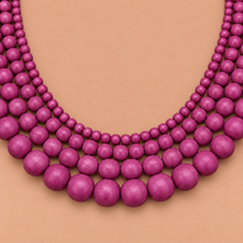 Fuchsia Bella Four Strand Wooden Necklace - alternate image 1
