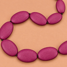 Fuchsia Ophelia Long Graduated Wooden Ovals Necklace - alternate image 2