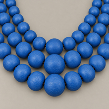 Denim Blue Matilda Triple Strand Spheres Short Wooden Necklace - alternate image 1