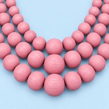 Flamingo Pink Matilda Triple Strand Spheres Short Wooden Necklace - alternate image 1