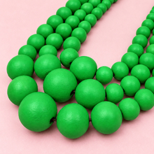 Moss Green Matilda Triple Strand Spheres Short Wooden Necklace - alternate image 1