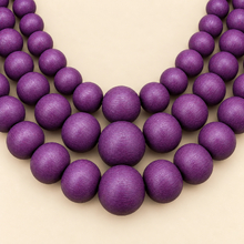 Plum Matilda Triple Strand Spheres Short Wooden Necklace - alternate image 2