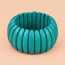 Turquoise Viva Wooden Elastic Bracelet - alternate image 4
