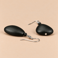 Black Flat Drop Wooden Earrings - alternate image 4