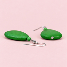 Moss Green Flat Drop Wooden Earrings - alternate image 4