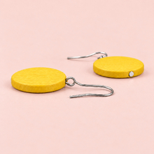 Sunshine Yellow Lucinda Wooden Disc Hook Earrings - alternate image 4