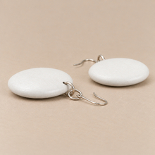 Bleached White Rounded Wooden Disc Earrings - alternate image 4