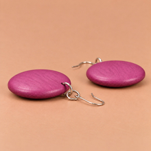 Fuchsia Rounded Wooden Disc Earrings - alternate image 4