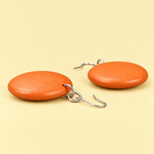 Lobster Orange Rounded Wooden Disc Earrings - alternate image 4