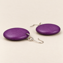 Plum Rounded Wooden Disc Earrings - alternate image 4