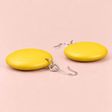 Sunshine Yellow Rounded Wooden Disc Earrings - alternate image 4