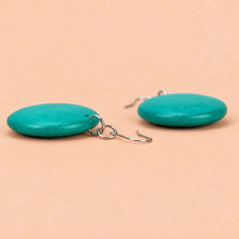 Turquoise Rounded Wooden Disc Earrings - alternate image 4