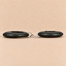 Black Round Cut Out Wooden Earrings - alternate image 4