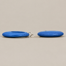 Denim Blue Round Cut Out Wooden Earrings - alternate image 4