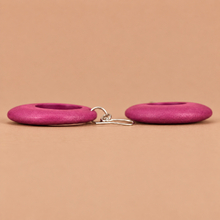 Fuchsia Round Cut Out Wooden Earrings - alternate image 4