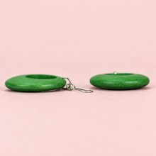 Moss Green Round Cut Out Wooden Earrings - alternate image 4