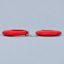 Red Round Cut Out Wooden Earrings - alternate image 4