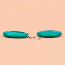 Turquoise Round Cut Out Wooden Earrings - alternate image 4