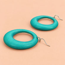 Turquoise Large Gypsy Hoop Wooden Earrings - alternate image 4