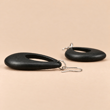 Black Cut Out Drop Wooden Earrings - alternate image 4