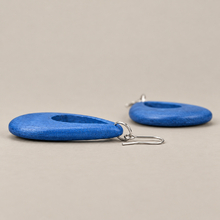 Denim Blue Cut Out Drop Wooden Earrings - alternate image 4