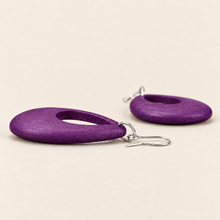 Plum Cut Out Drop Wooden Earrings - alternate image 4