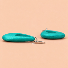 Turquoise Cut Out Drop Wooden Earrings - alternate image 4