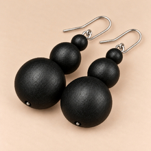 Black Grace Triple Baubles Wooden Earrings - alternate image 2