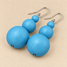 Powder Blue Grace Triple Baubles Wooden Earrings - alternate image 2