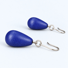 Cobalt Blue Wooden Teardrop Earrings - alternate image 4
