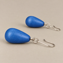 Denim Blue Wooden Teardrop Earrings - alternate image 4