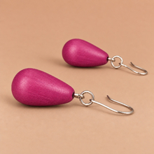 Fuchsia Wooden Teardrop Earrings - alternate image 4