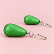 Moss Green Wooden Teardrop Earrings - alternate image 4