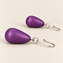 Plum Wooden Teardrop Earrings - alternate image 4