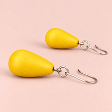 Sunshine Yellow Wooden Teardrop Earrings - alternate image 4